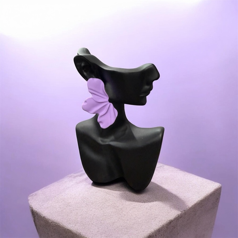 Black Bust Display with Purple Butterfly Earring